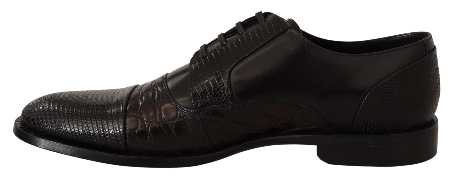 Dolce & Gabbana Black Leather Exotic Skins Formal Shoes