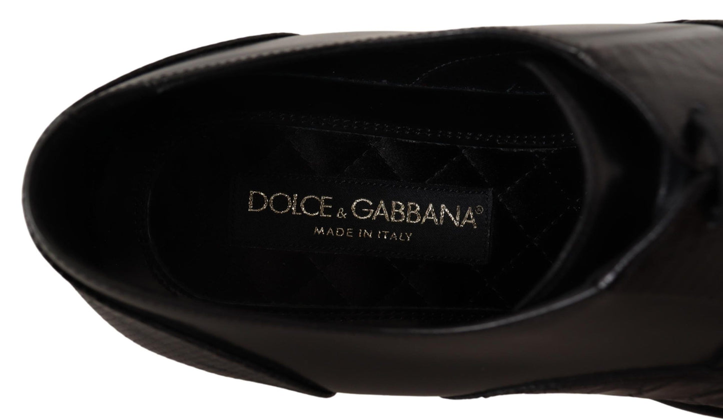 Dolce & Gabbana Black Leather Exotic Skins Formal Shoes