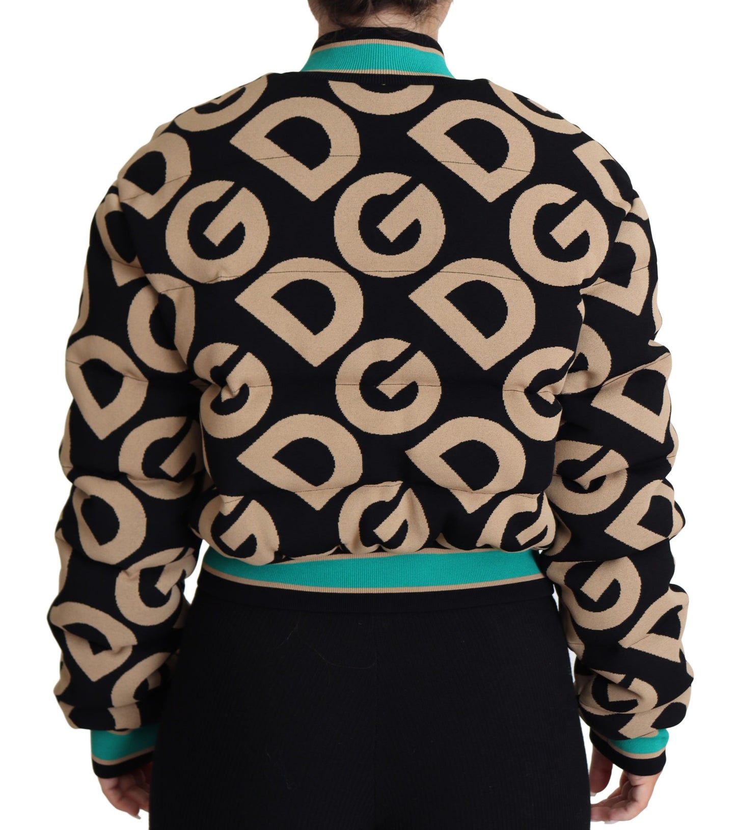 Dolce & Gabbana Multicolor DG Logo Print Quilted Bomber Jacket