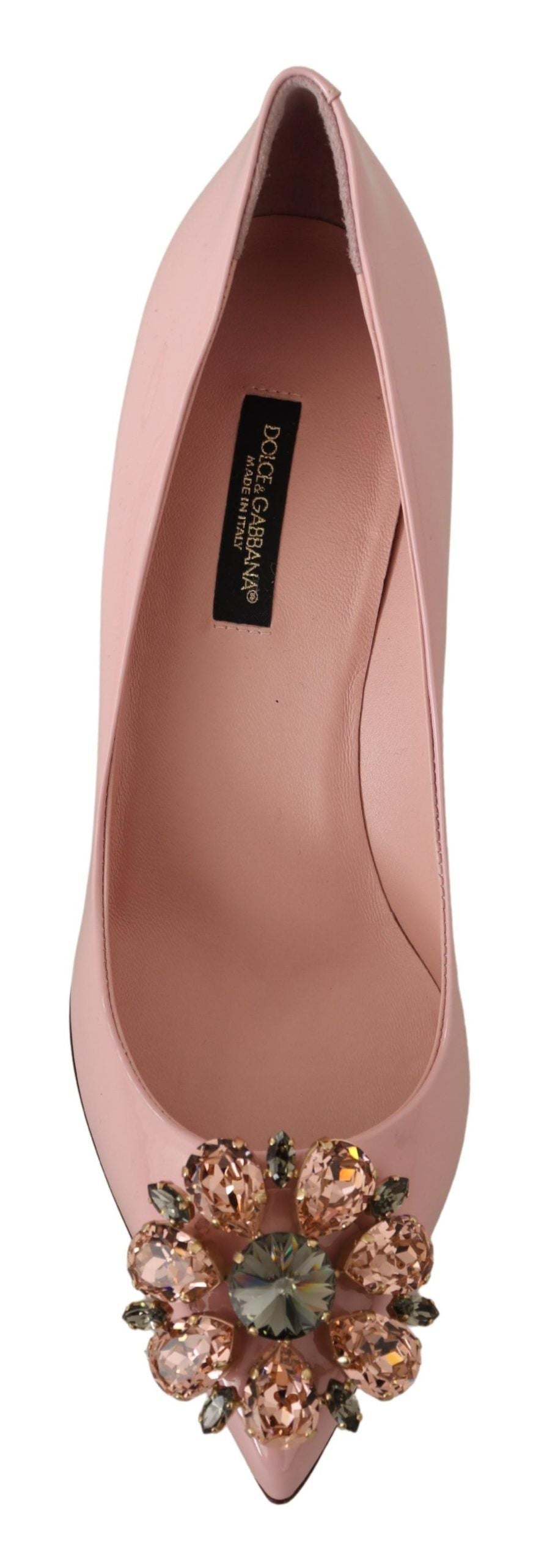 Dolce & Gabbana Pink Leather Crystal Heels Pumps Heels Shoes