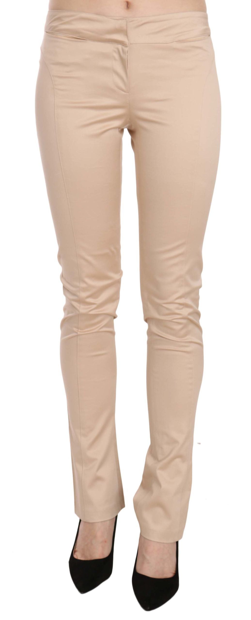 Just Cavalli Cream Low Waist Skinny Formal Trousers Pants