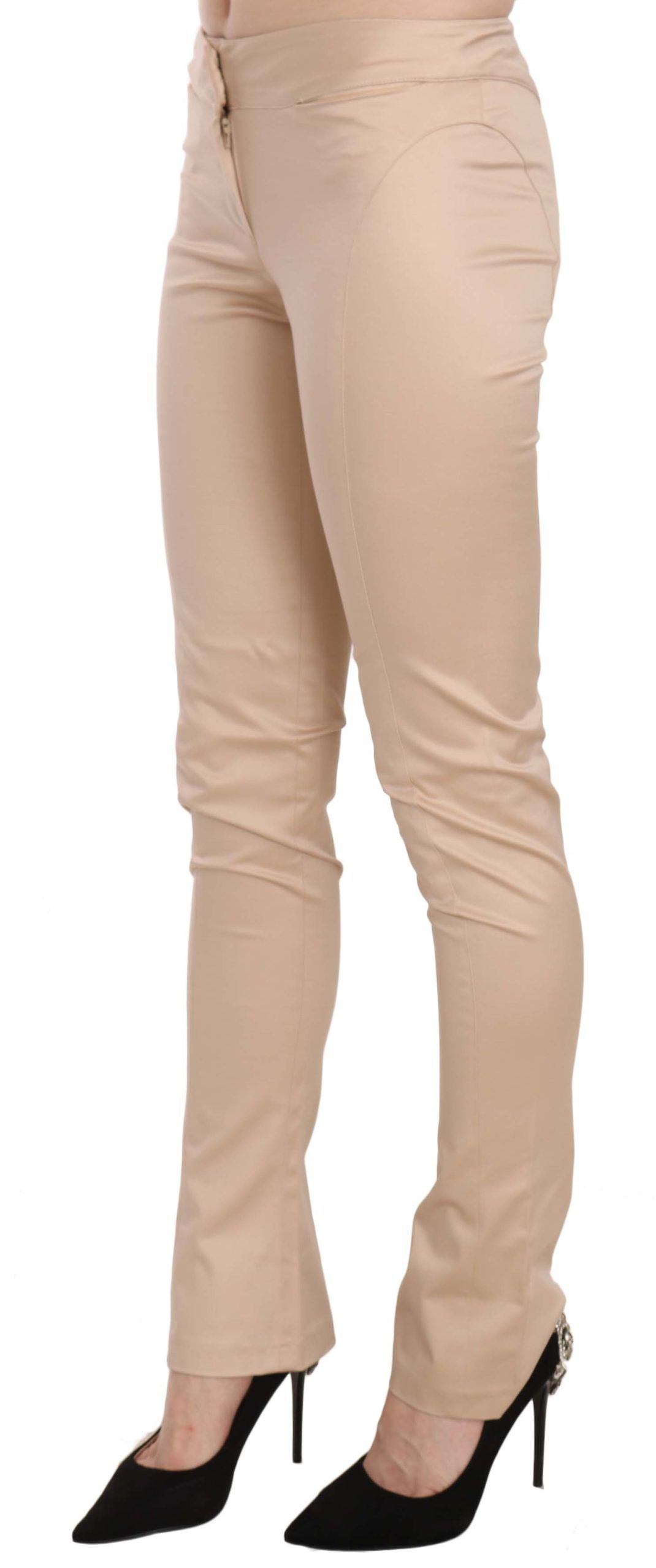 Just Cavalli Cream Low Waist Skinny Formal Trousers Pants