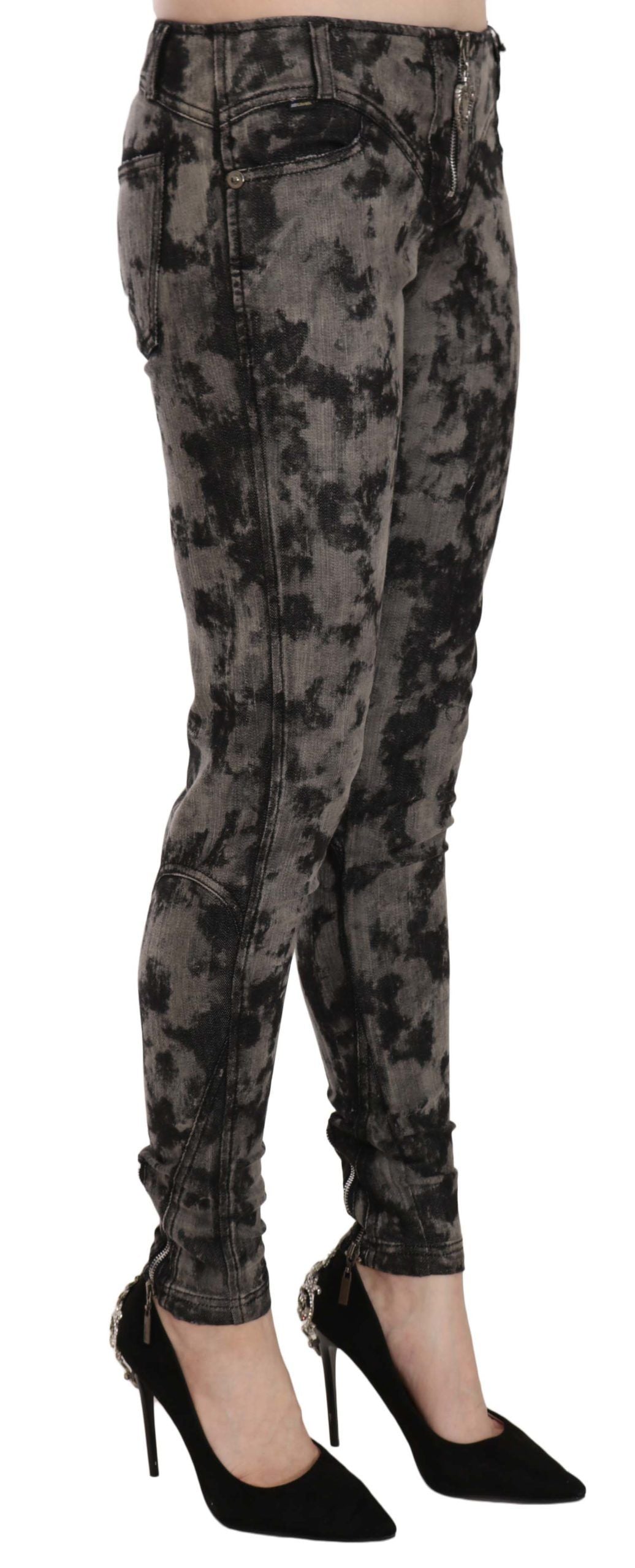 Just Cavalli Black Gray Faded Low Waist Skinny Denim Trousers Jeans