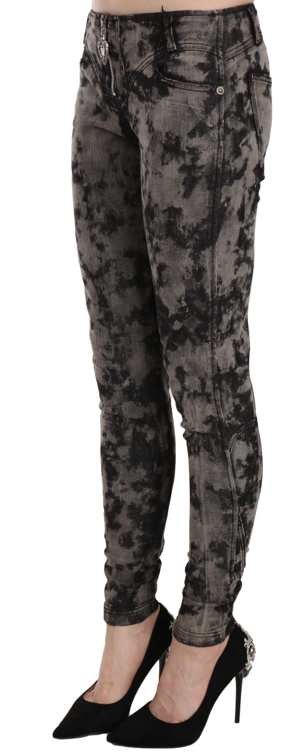 Just Cavalli Black Gray Faded Low Waist Skinny Denim Trousers Jeans