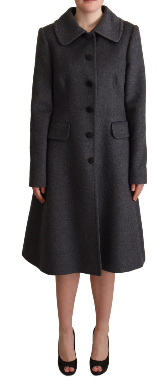 Dolce & Gabbana Gray Cashmere Trench Coat Jacket