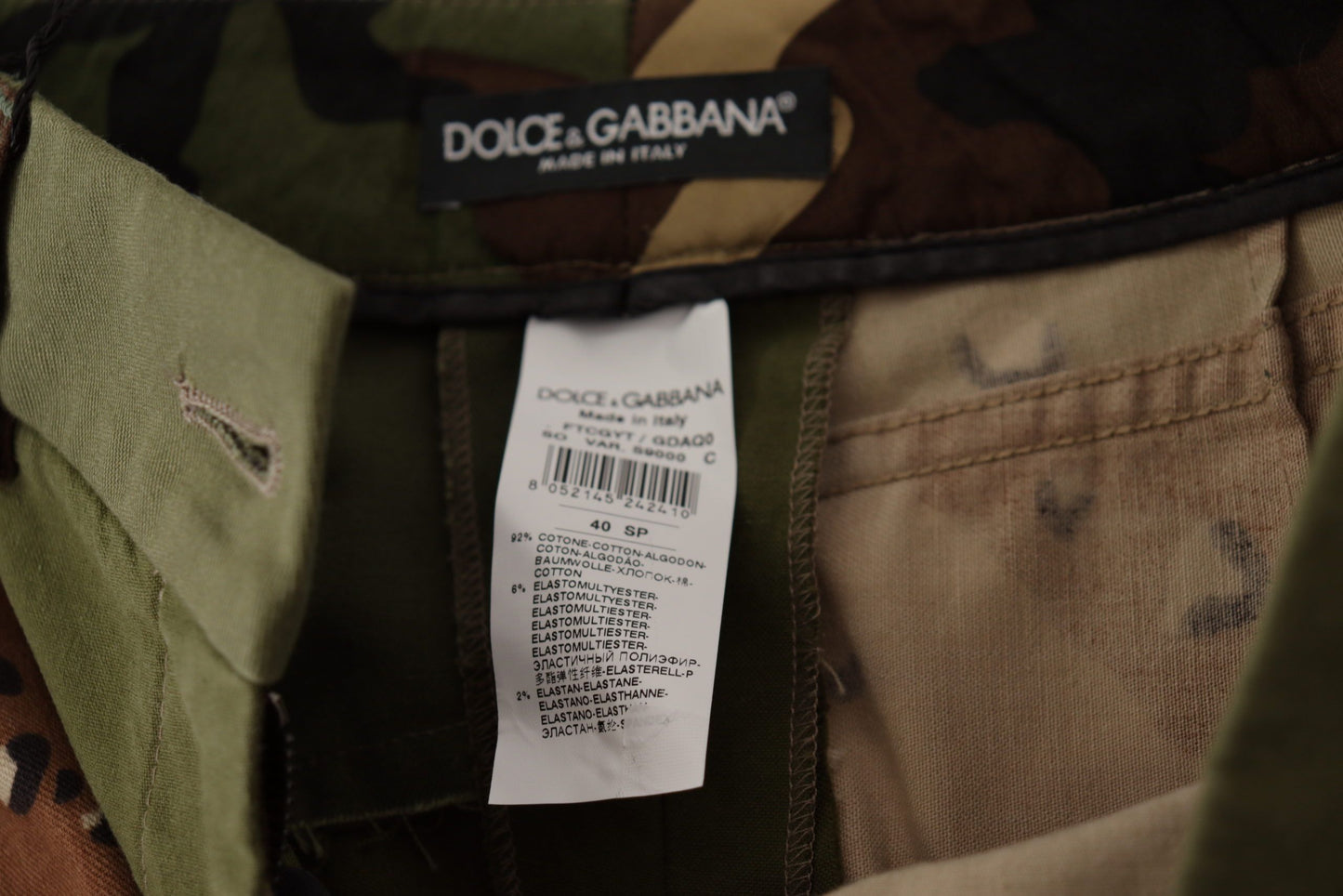 Dolce & Gabbana Green High Waist Hot Pants Cotton Army Shorts