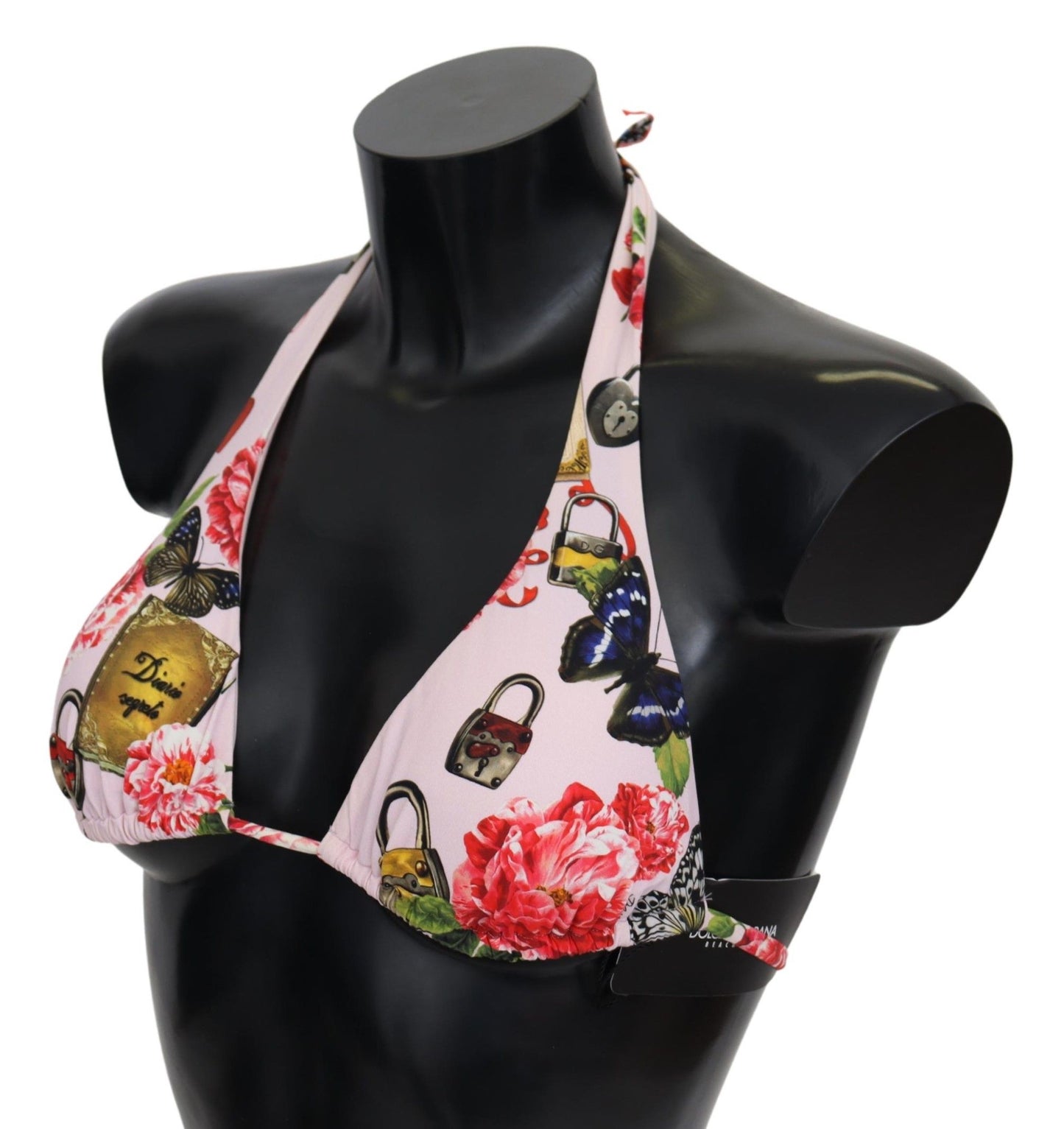 Dolce & Gabbana Multicolor Floral Butterfly Padlock Bikini Tops