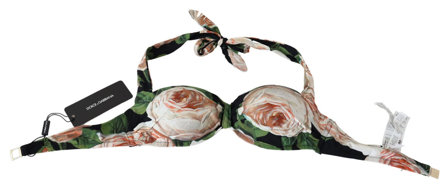 Dolce & Gabbana Multicolor Floral Print Beachwear Bikini Tops