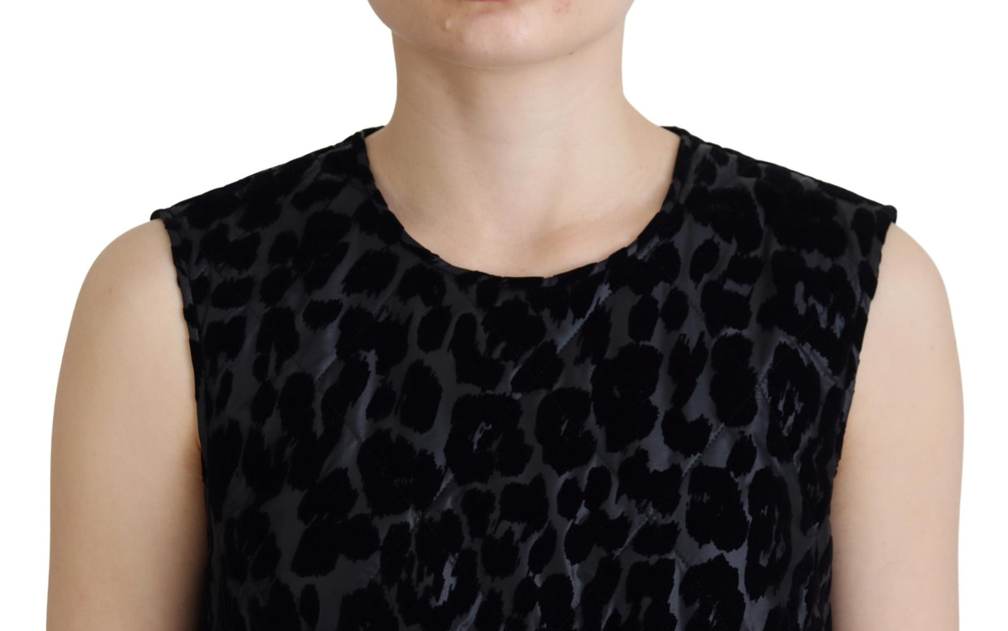 Dolce & Gabbana Black Leopard Shift Mini Polyester Dress