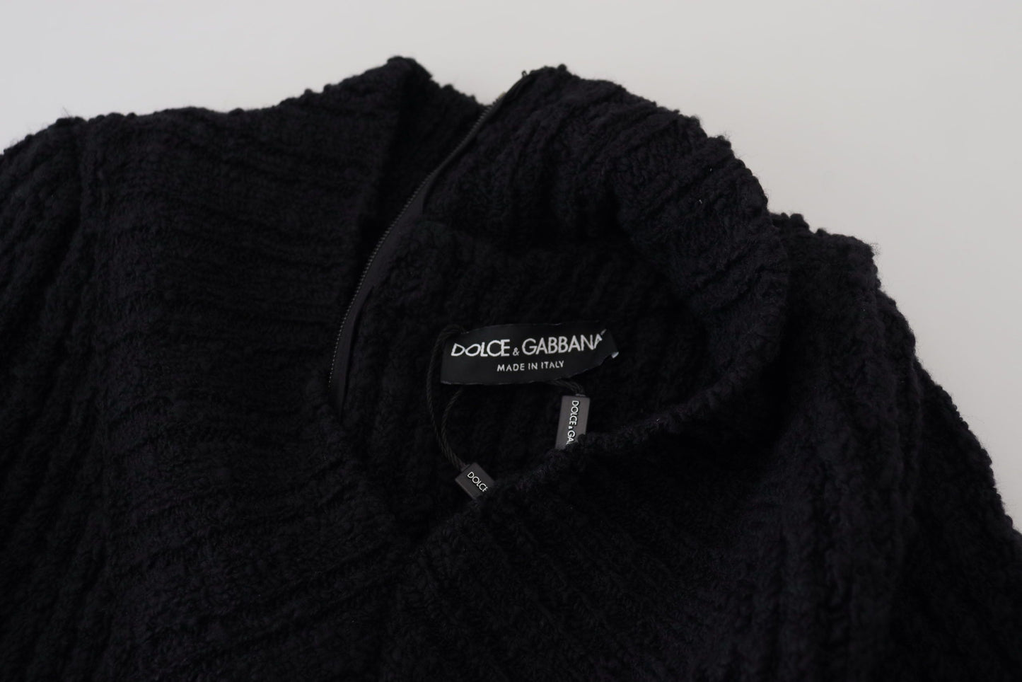 Dolce & Gabbana Black Wool Knitted Sheath Sweater Dress