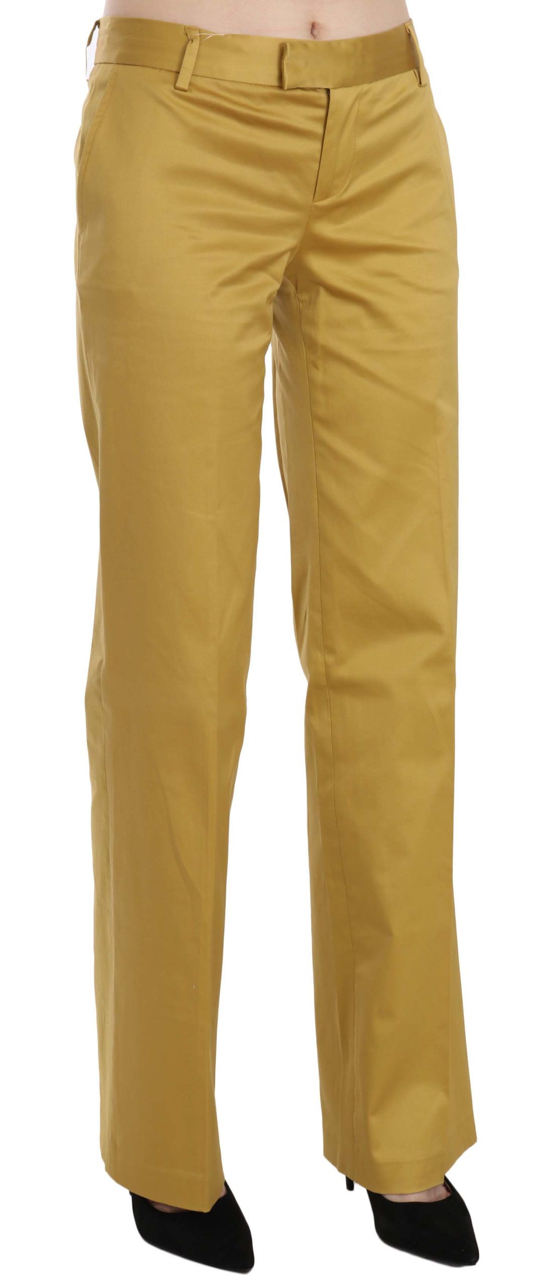 Just Cavalli Mustard Yellow Straight Formal Trousers Pants