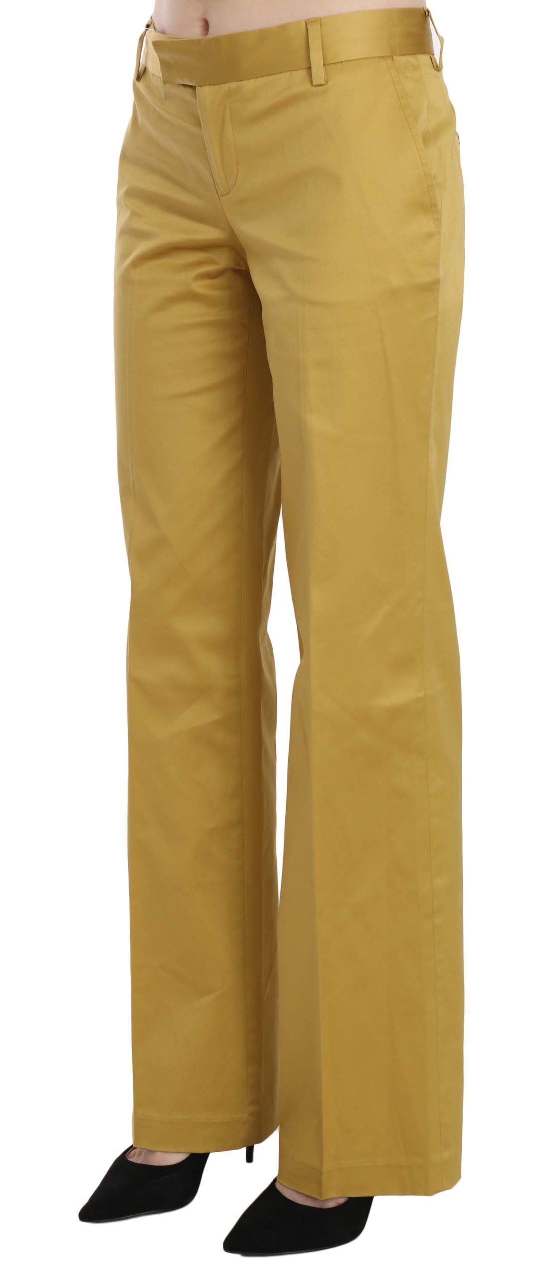 Just Cavalli Mustard Yellow Straight Formal Trousers Pants