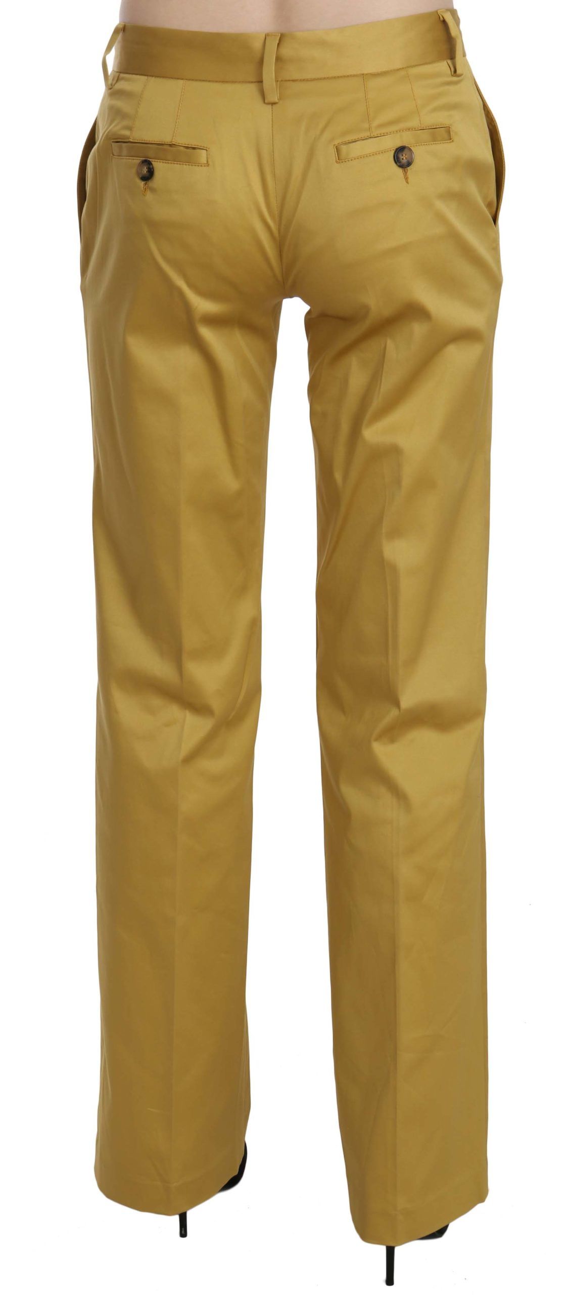 Just Cavalli Mustard Yellow Straight Formal Trousers Pants