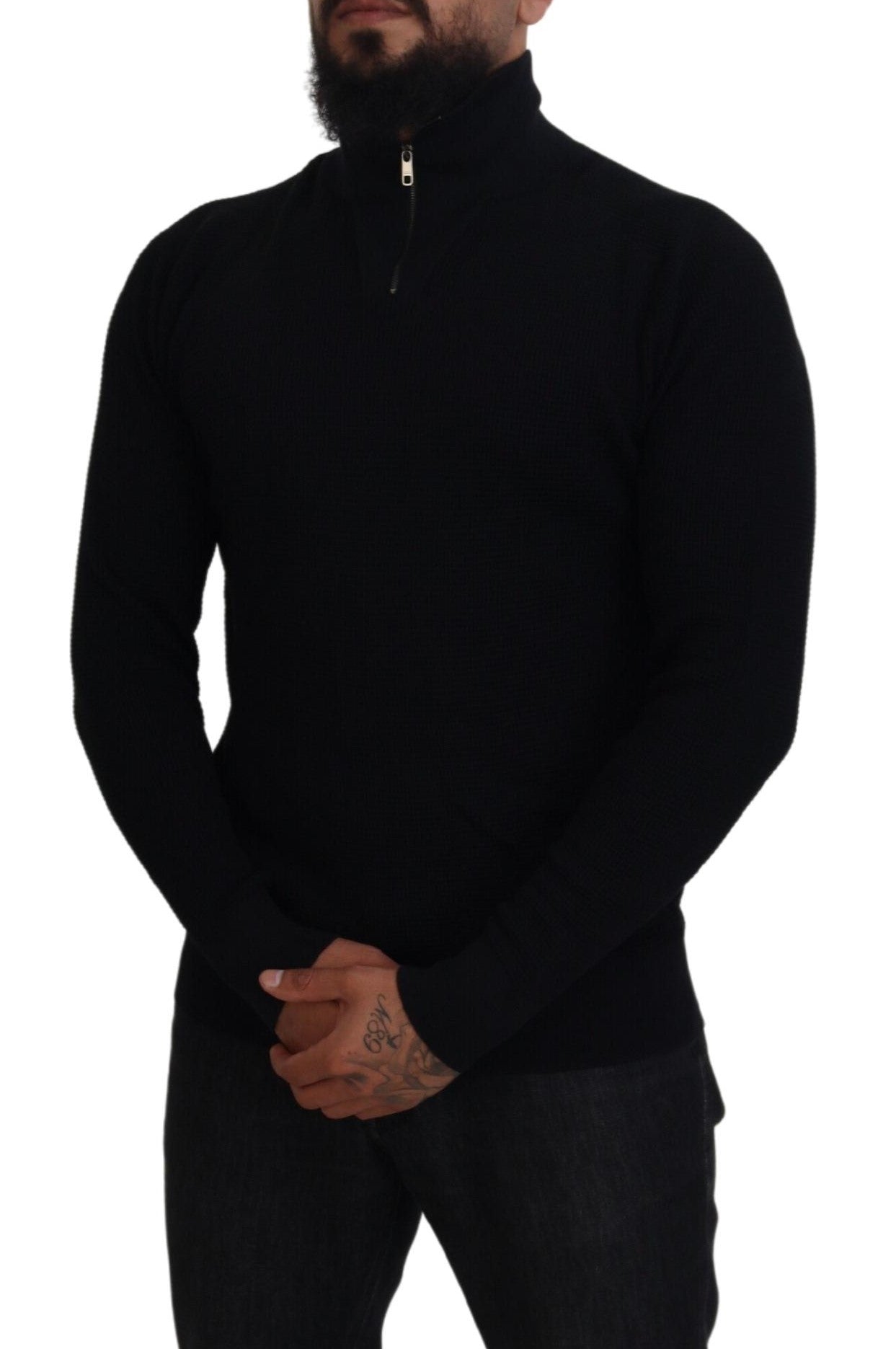 Dolce & Gabbana Black Silk Turtle Neck Pullover Sweater