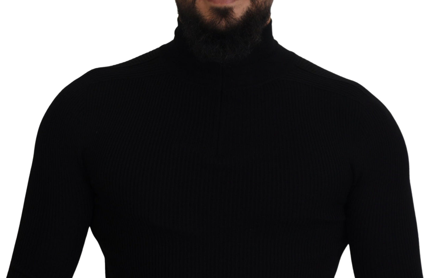 Dolce & Gabbana Black Half Zip Turtleneck Pullover Sweater