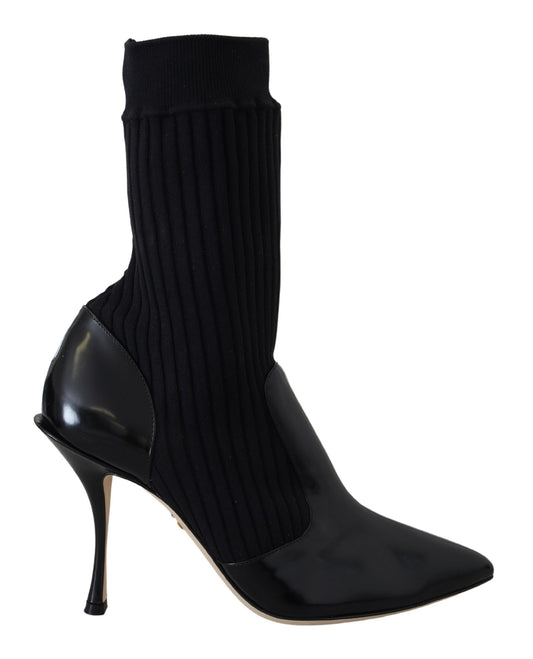 Dolce & Gabbana Black Socks Stiletto Heels Booties Shoes