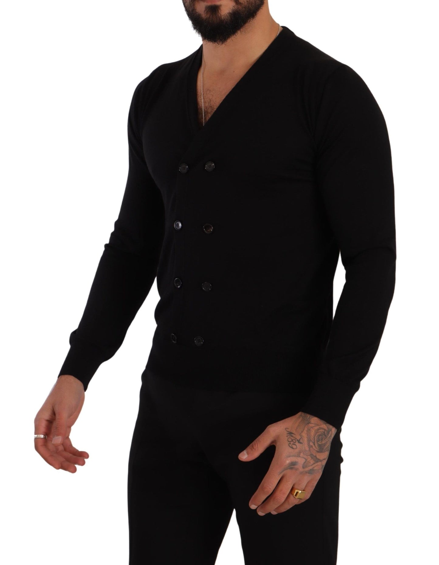 Dolce & Gabbana Black Cashmere Button Down Cardigan Sweater