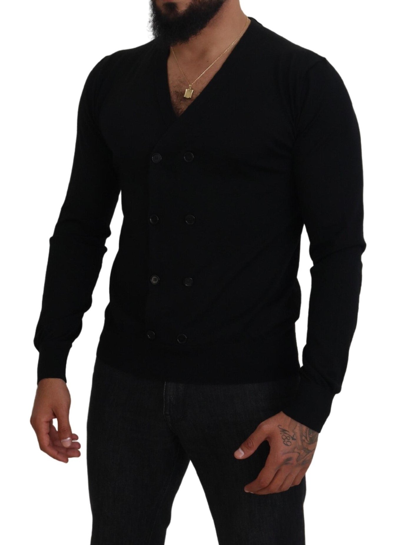 Dolce & Gabbana Black Cashmere Button Down Cardigan Sweater