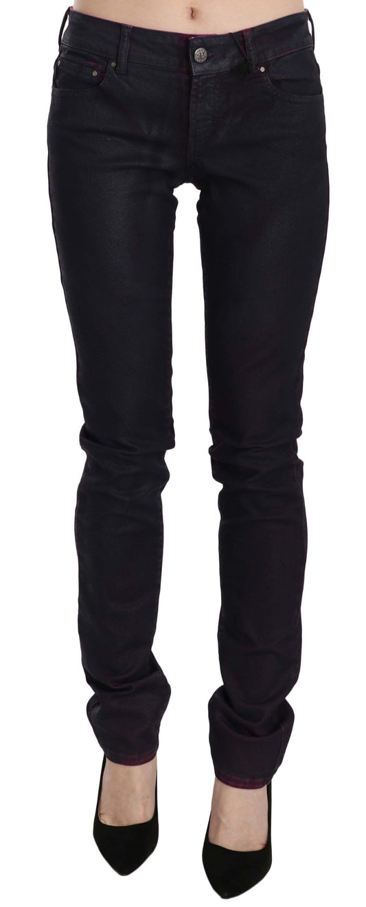 Just Cavalli Black Cotton Low Waist Skinny Denim Pants