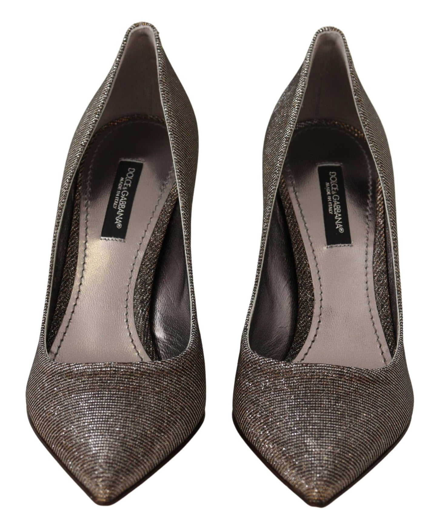 Dolce & Gabbana Gold Silver Fabric Heels Pumps Shoes