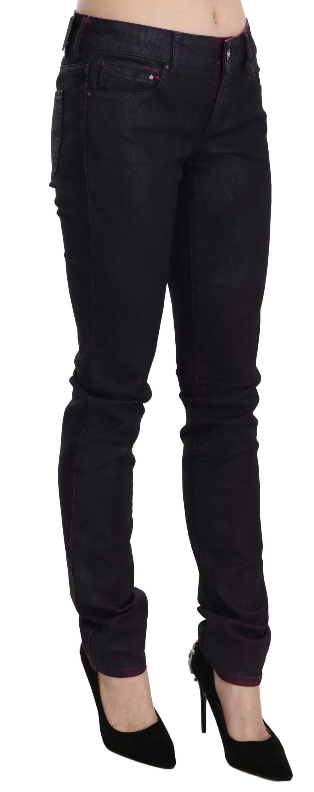 Just Cavalli Black Cotton Low Waist Skinny Denim Pants