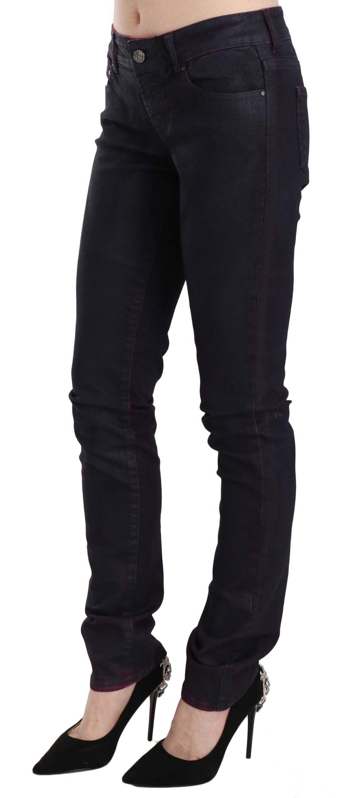 Just Cavalli Black Cotton Low Waist Skinny Denim Pants