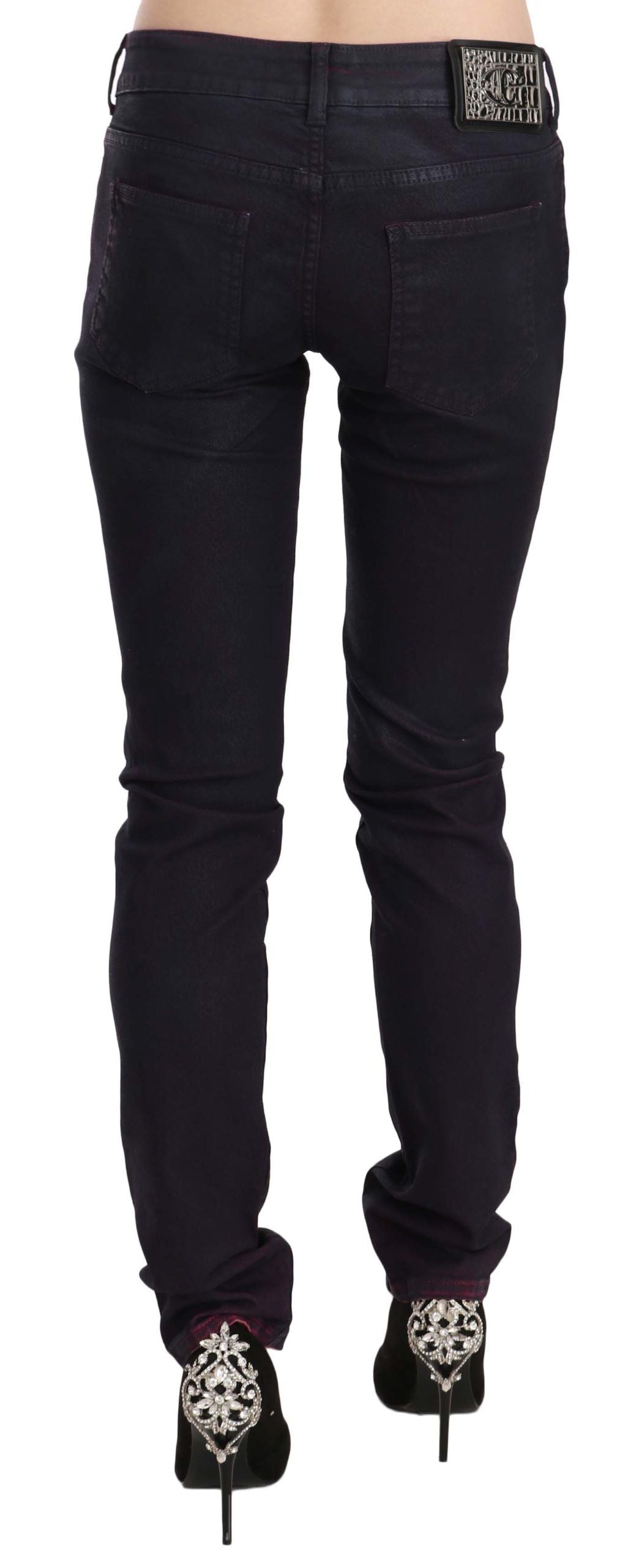 Just Cavalli Black Cotton Low Waist Skinny Denim Pants