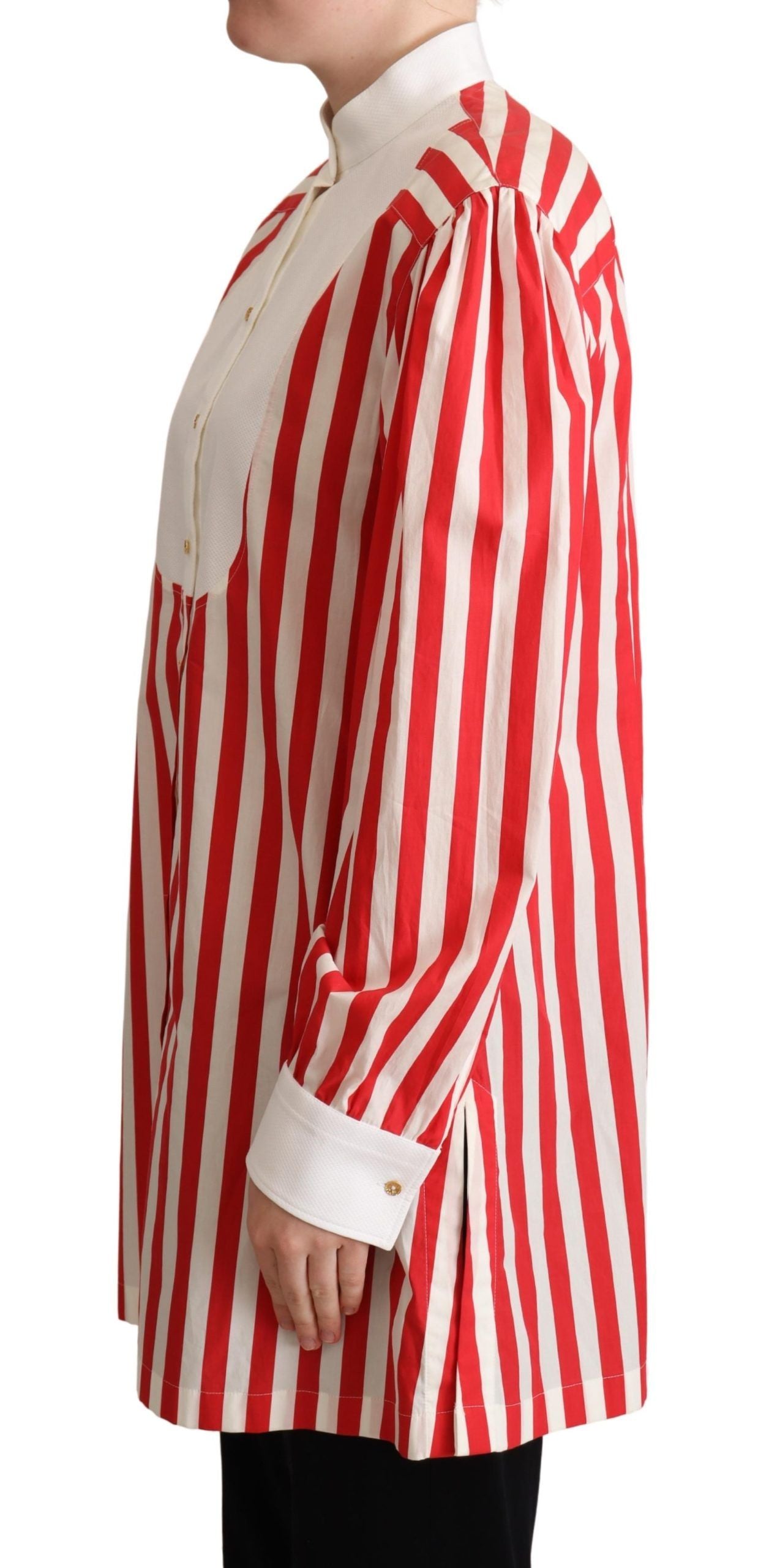 Dolce & Gabbana Red White Striped Long Sleeves Formal Shirt