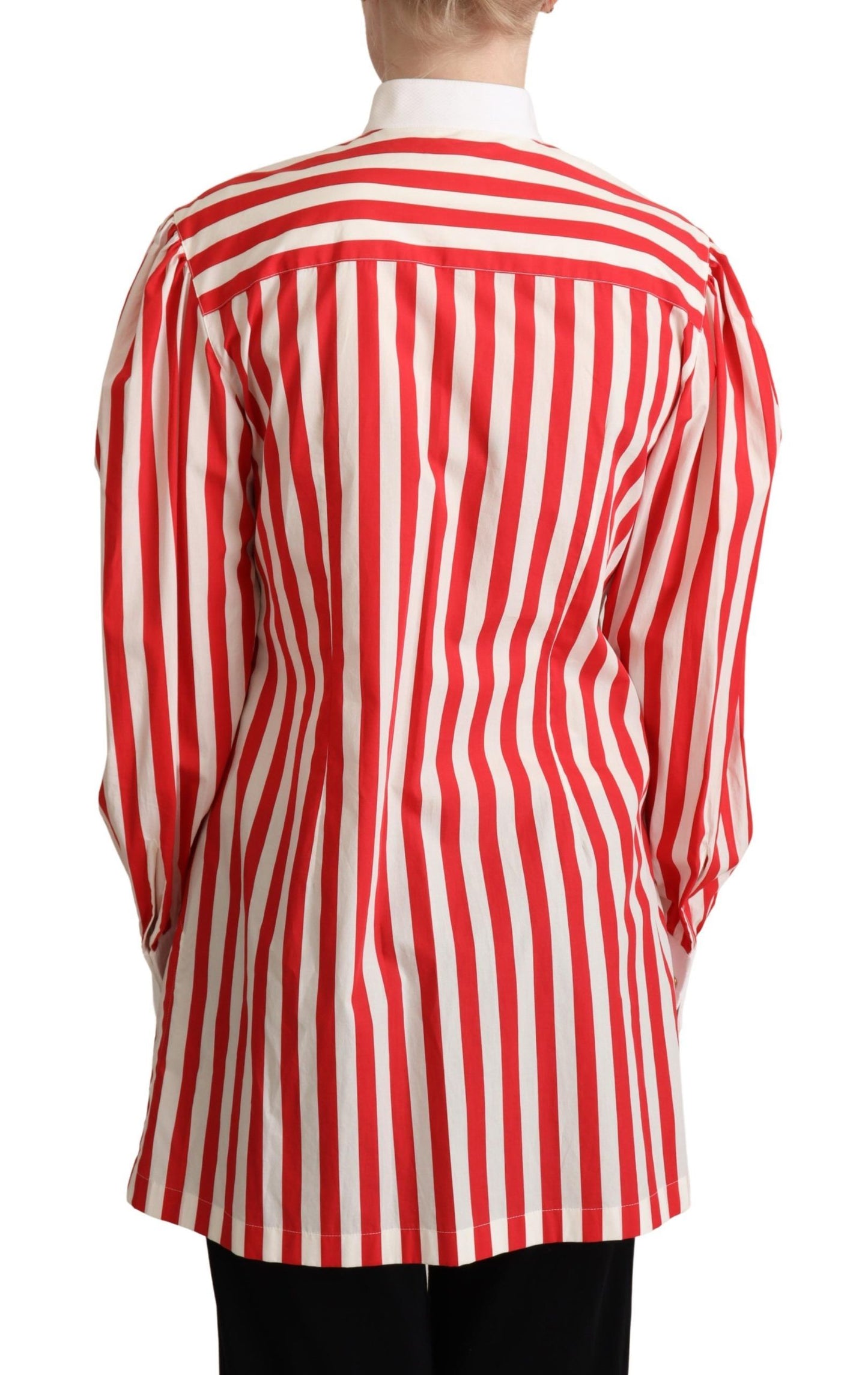 Dolce & Gabbana Red White Striped Long Sleeves Formal Shirt