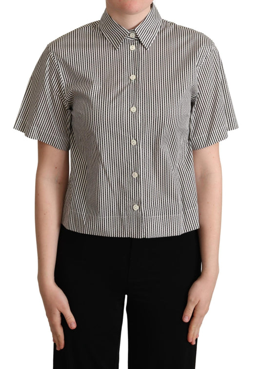 Dolce & Gabbana White Black Striped Cotton Shirt