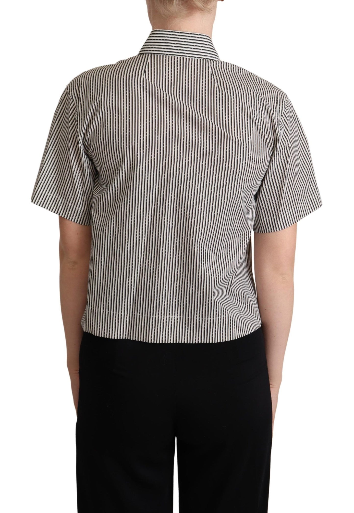 Dolce & Gabbana White Black Striped Cotton Shirt