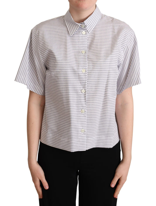 Dolce & Gabbana White Polka Dots Collared Blouse Shirt