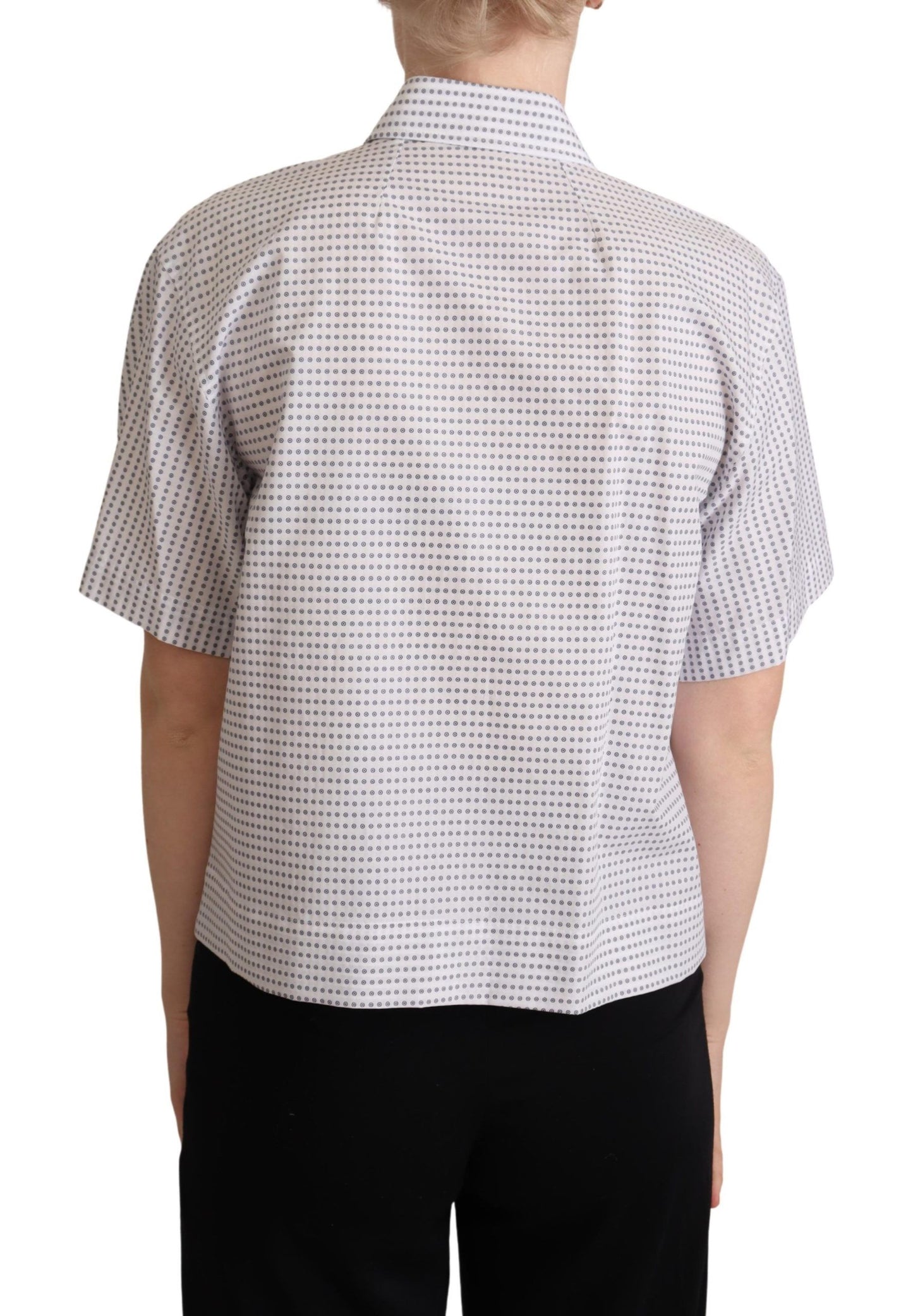 Dolce & Gabbana White Polka Dots Collared Blouse Shirt