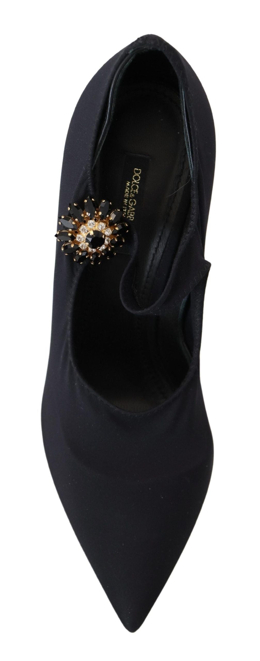 Dolce & Gabbana Black Socks Stretch Crystal Pumps Shoes