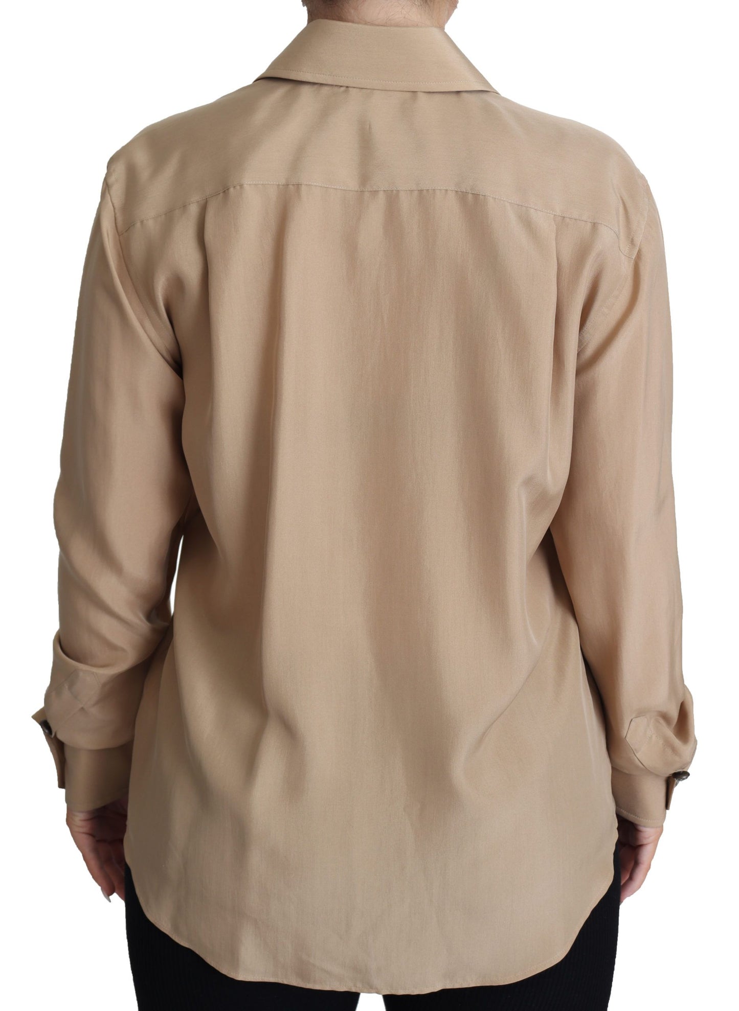 Dolce & Gabbana Beige Silk Shirt Decorative Buttons Top