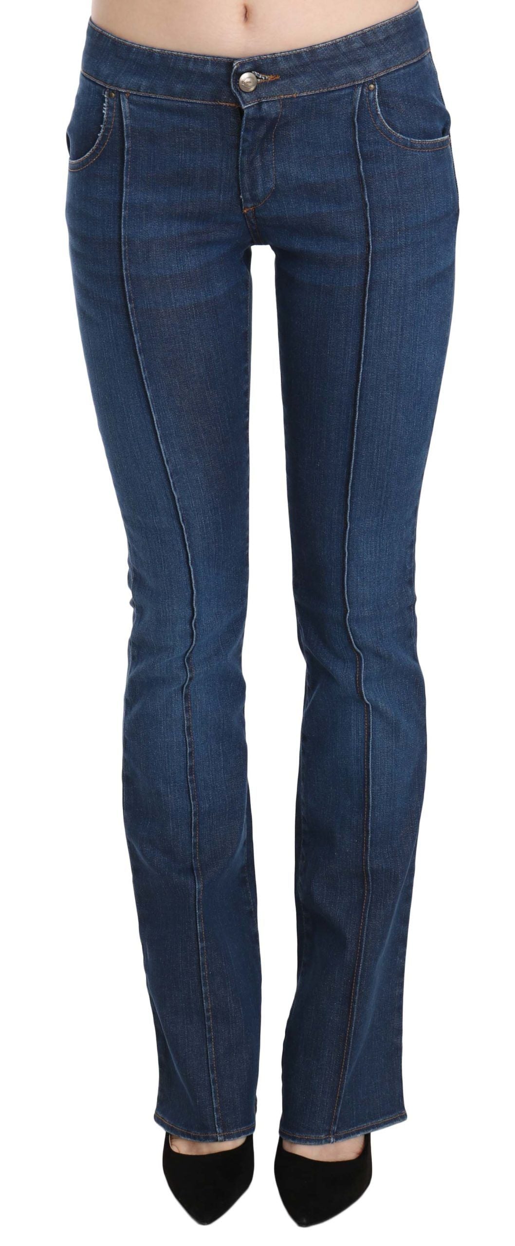 Just Cavalli Blue Low Waist Boot Cut Denim Pants Jeans