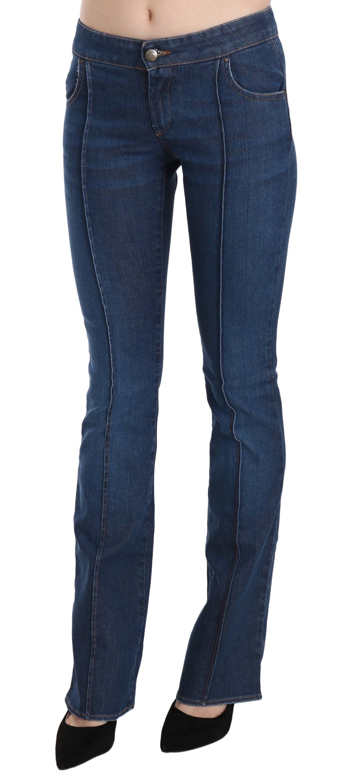 Just Cavalli Blue Low Waist Boot Cut Denim Pants Jeans