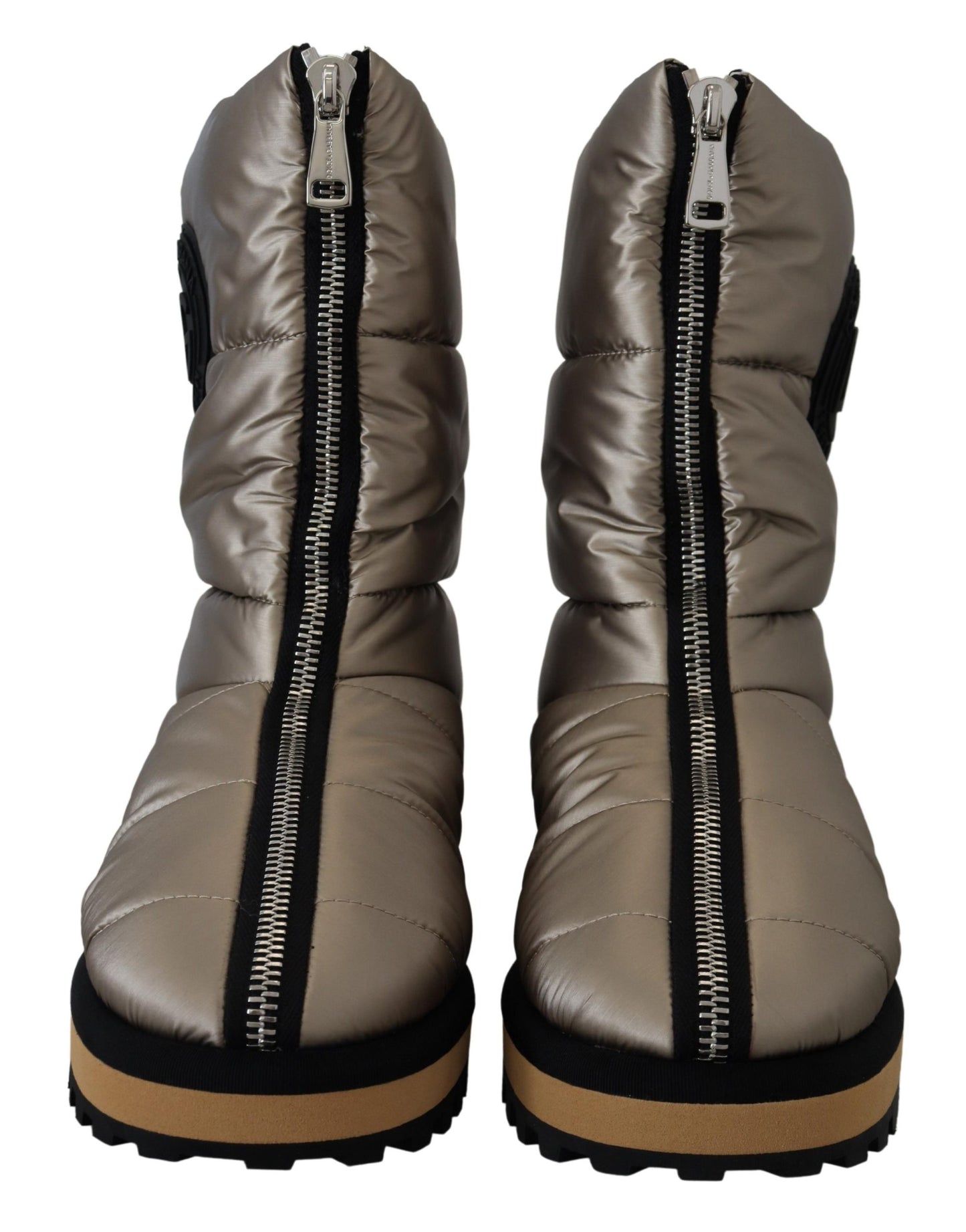 Dolce & Gabbana Silver Padded Mid Calf Winter Shoes  Boots