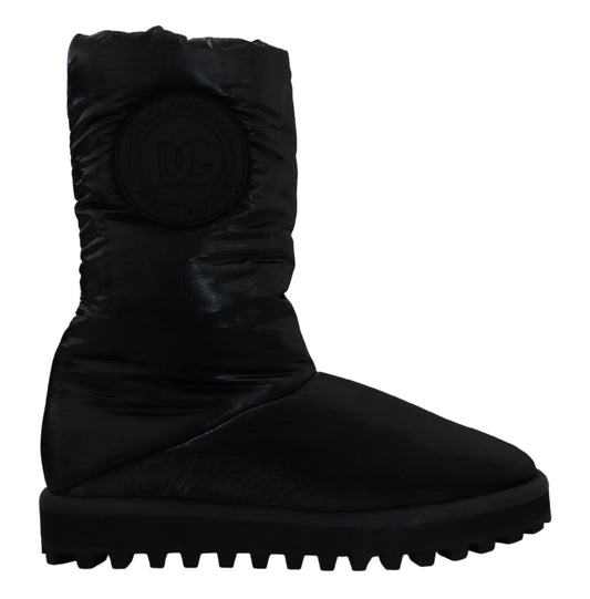 Dolce & Gabbana Black Boots Padded Mid Calf Winter Shoes