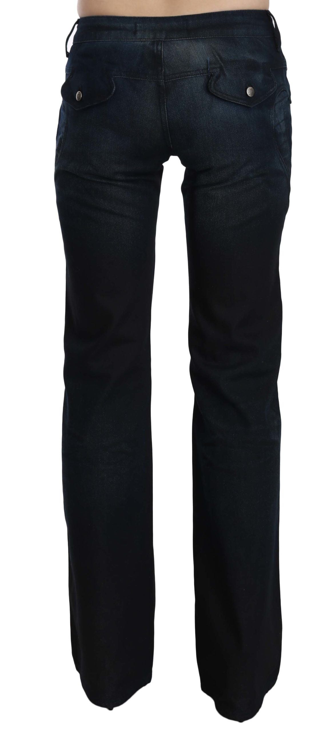 Just Cavalli Blue Washed Mid Waist Straight Denim Pants