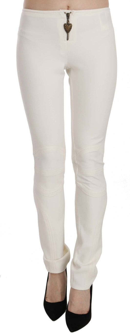 Just Cavalli White Mid Waist Skinny Dress Trousers Pants