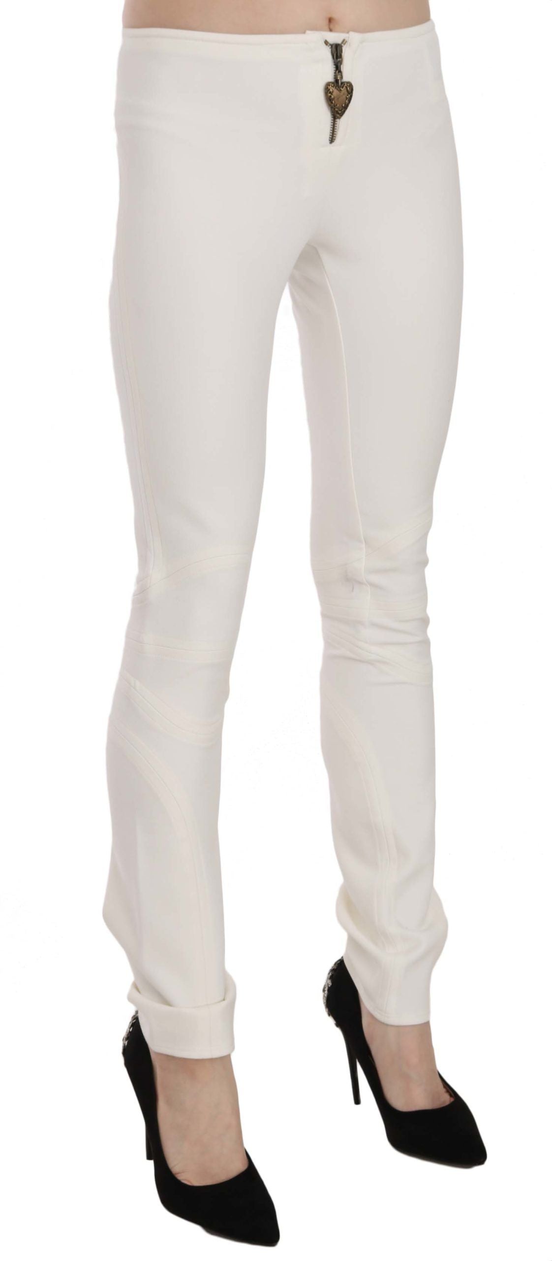 Just Cavalli White Mid Waist Skinny Dress Trousers Pants