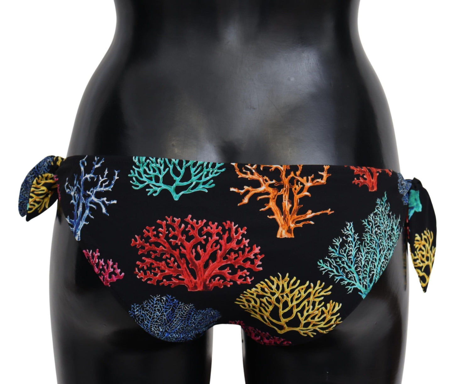 Dolce & Gabbana Black Coral Print Swimwear Beachwear Bikini Bottom