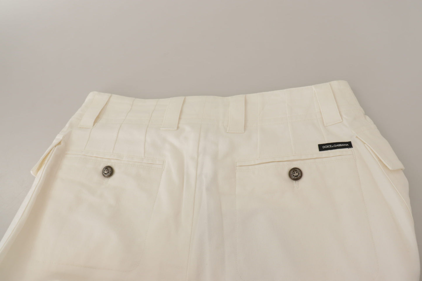 Dolce & Gabbana White High Waist Tapered Women Cotton Pants