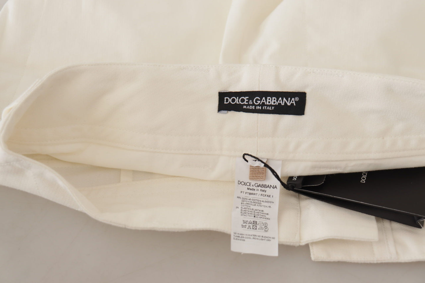 Dolce & Gabbana White High Waist Tapered Women Cotton Pants