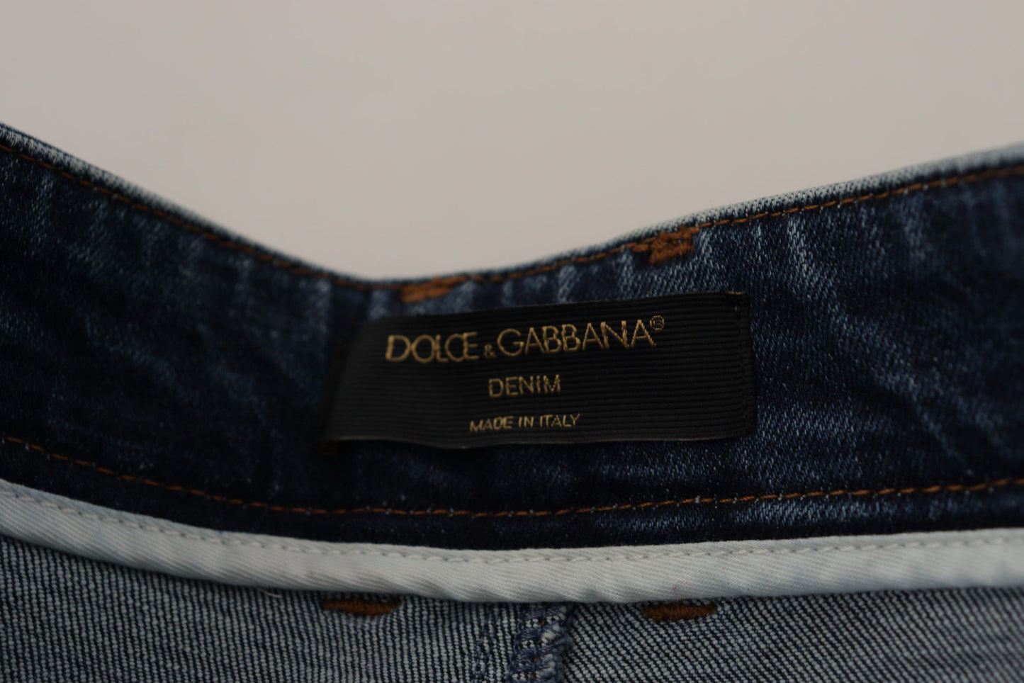 Dolce & Gabbana Blue Denim Crystal Embellished Pants Jeans