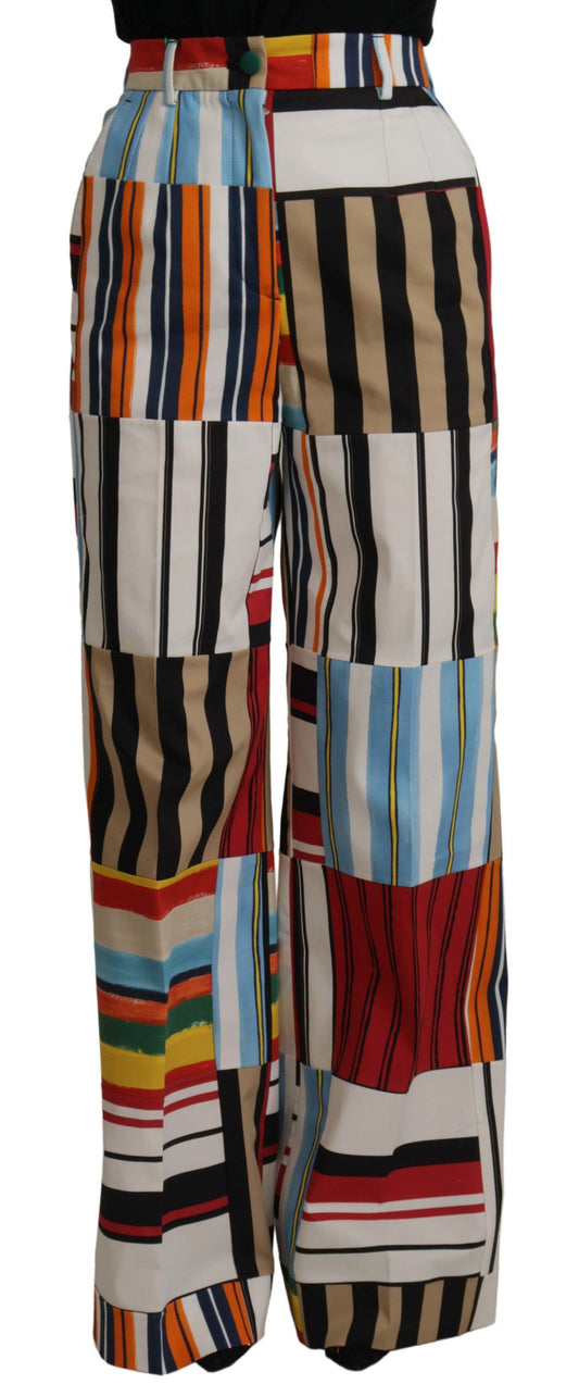 Dolce & Gabbana Multicolor Striped High Waist Cotton Pants