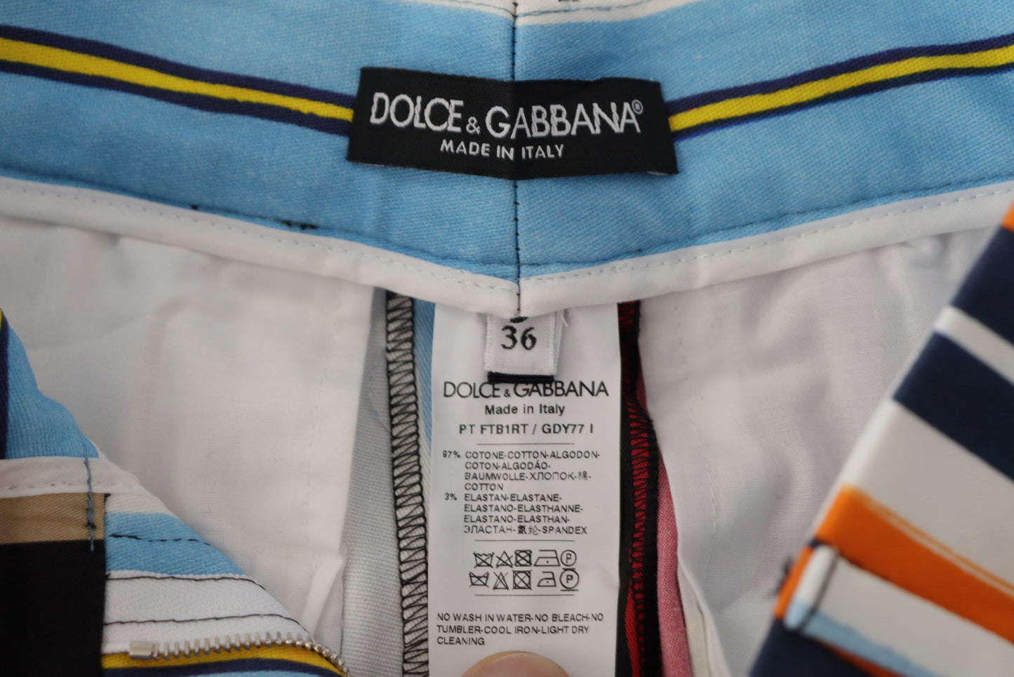 Dolce & Gabbana Multicolor Striped High Waist Cotton Pants