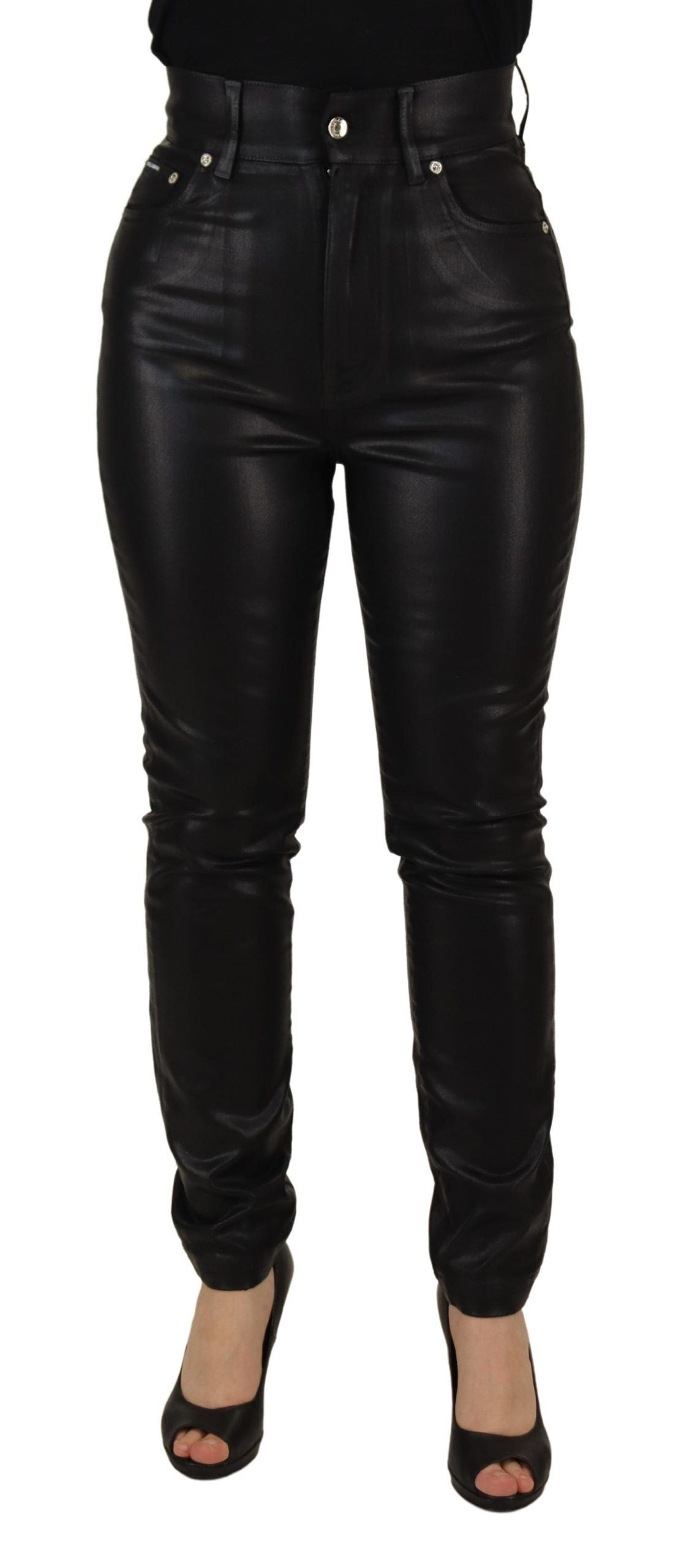 Dolce & Gabbana Black Washed High Waist Skinny Denim Pants