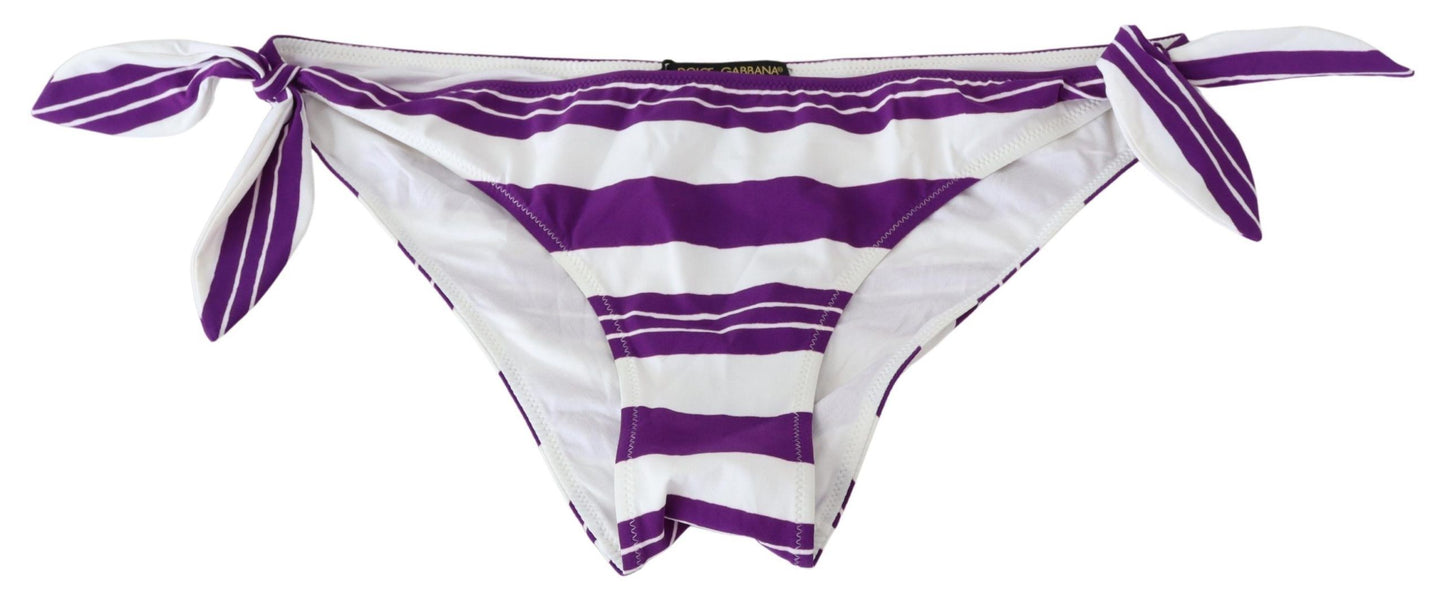 Dolce & Gabbana Purple White Stripes Beachwear Bikini Bottom